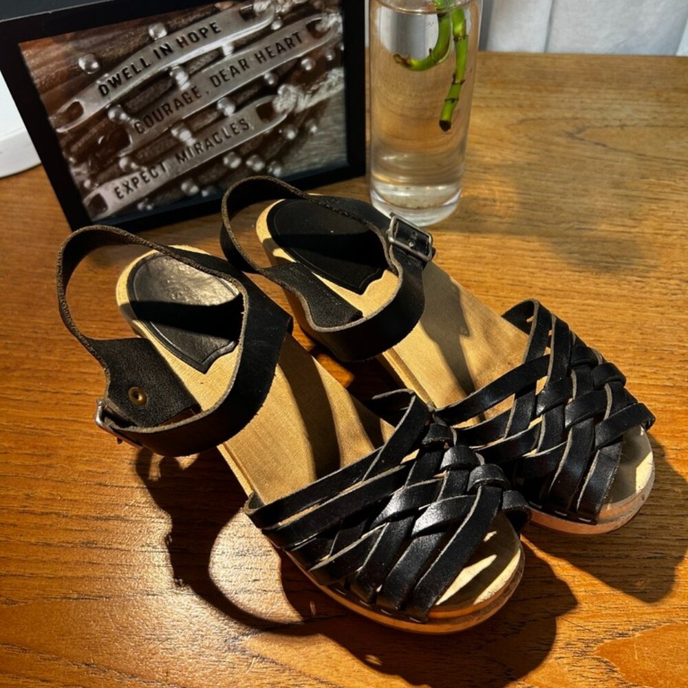 Swedish Hasbeen black woven leather sandals